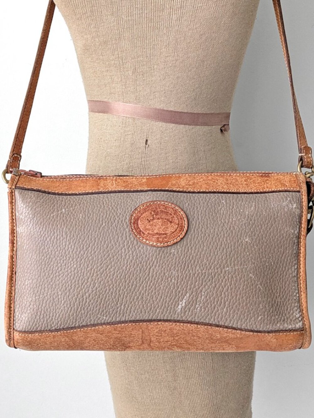 DOONEY & BOURKE distressed leather convertible clutch crossbody